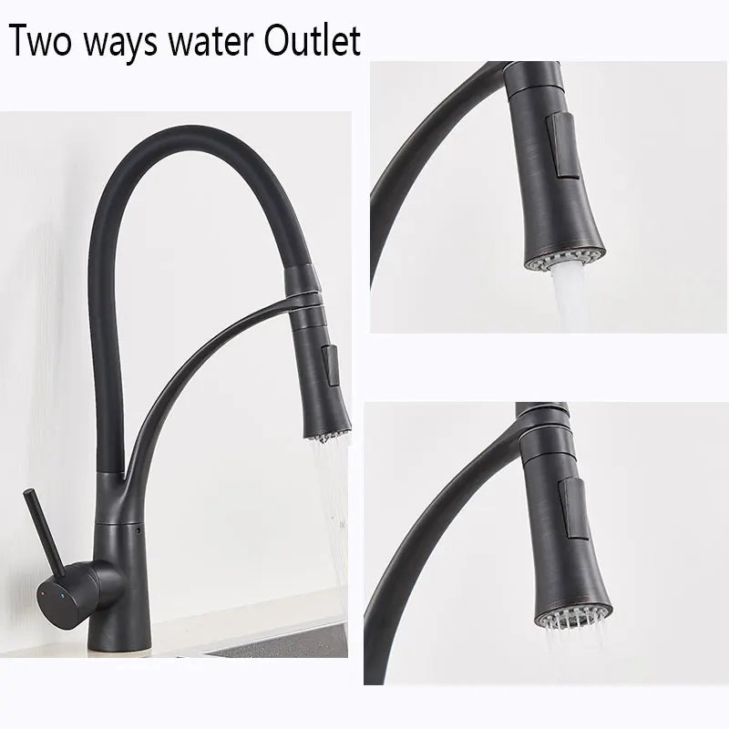 Kitchen Faucet Swivel Pull Down Black Hose Kitchen Sink Faucet Sink Tap Mounted Deck Bathroom Hot And Cold Water Mixer Crane