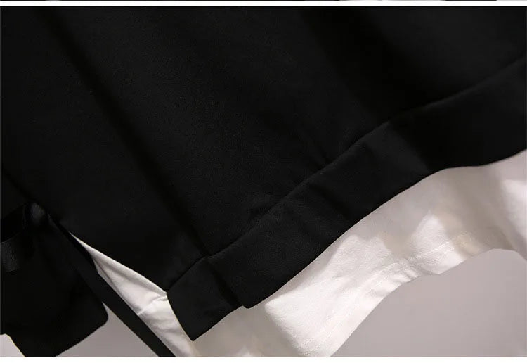 150Kg Plus Größe frauen Herbst Lose Oansatz Sweatshirts Fehlschlag 157cm 6XL 7XL 8XL 9XL 10XL Beiläufige Lange-ärmeln Gefälschte Zwei-stück Top