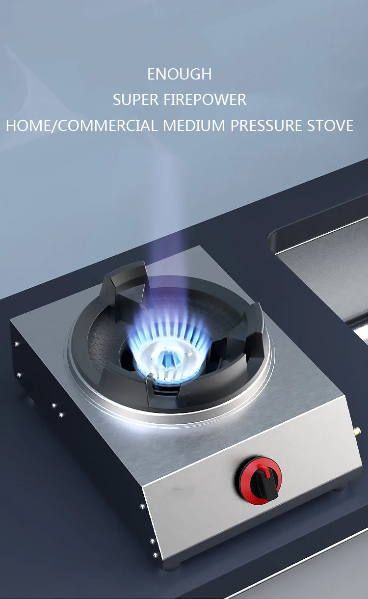 Shaped Single Stove Household Liquefied Petroleum Gas Stove Pulse Electronic Ignition Stove Thickened Stainless Steel Gas Stove.