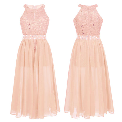 Kinder Mädchen Hochzeit Geburtstag Party Kleid Ärmelloses Blumen Spitze Strass Tanz Kleid Body für Pageant Bühne Leistung.