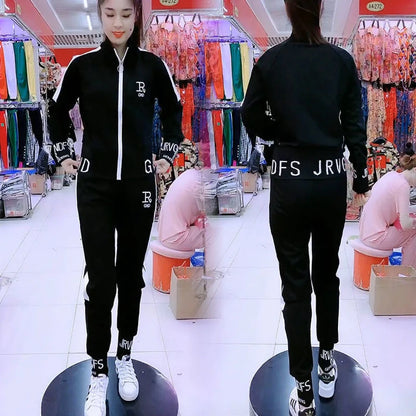 Women's Casual Suit Spring Autumn New Fashion Korean Sportswear Slim Long Sleeve Coats Tops And Pants 2 Two Piece Set For Women