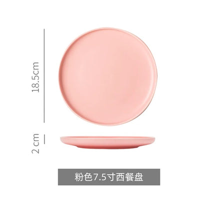 Nordic Ceramic Western Dinner Plate Steak Plate Creative Western Breakfast Plate Flat White Household Dinner Plate Dish
