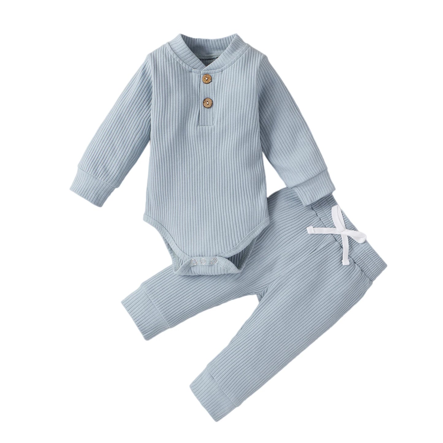 16 Colors Baby Solid Knit Sets Newborn Infant Girls Boys Fall Winter Long Sleeve Romper + Elastic Pants Toddler Outfit 0-24M.