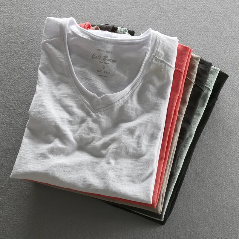 Fashionable Bamboo Cotton Long Sleeve Vintage T-shirts Men Casual Thin Tops Tees Comfortable Tshirt Distressed T-shirt.