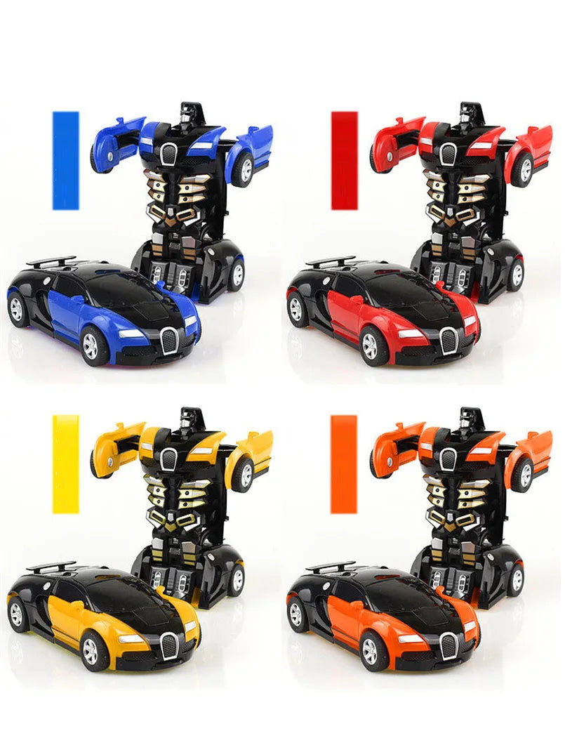2 in 1 One-key Collision Deformation Car Toys Automatic Transformation Robot Plastic Vehicles Boys Toy Model Car Kids Baby Gift.