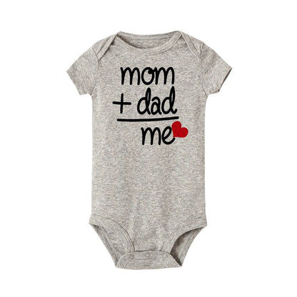 Mom + Dad = Mich Neugeborenen Baby Mädchen Romper Kleinkind Mädchen Jungen Kleidung Ropa Pyjama Strampler Kinder Kurzarm Body urlaub Geschenke.