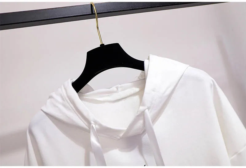 150Kg Plus Größe frauen Frühling Herbst Mit Kapuze Gedruckt Sweatshirt Büste 155cm 6XL 7XL 8XL 9XL 10XL Lange-ärmeln Top Schwarz Weiß