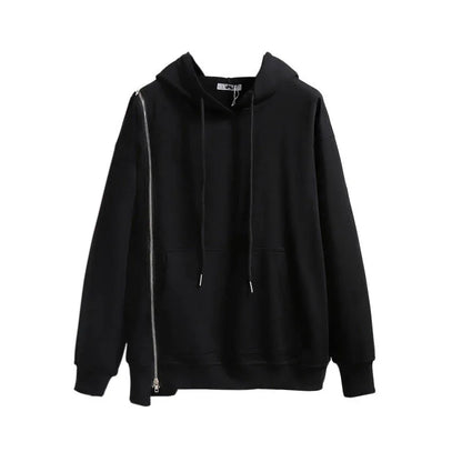 150Kg Plus Größe frauen Frühling Herbst Lose Mit Kapuze Sweatshirt Büste 154cm 6XL 7XL 8XL 9XL 10XL Lange hülse Gefälschte Zipper Top Schwarz.