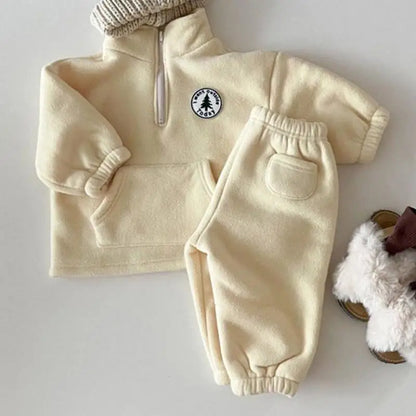 Baby Jungen Kleidung Sets Kinder Verdicken Sweatshirt Kinder Kleidung Mädchen Solide Baumwolle Langarm Pullover Tops + Hose Anzüge 2 stücke.