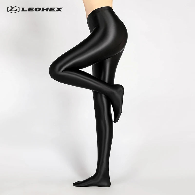 LEOHEX-Satin Glossy Sexy Leggings for Women,Trousers,Glitter Stockings,Shiny,Ankle-Length Pants,High Waist Tights,Japanese Jeggi.