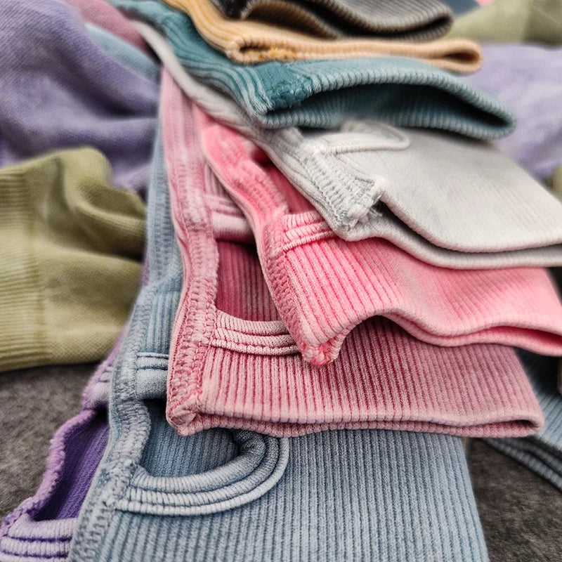 Women Seamless Yoga Set Fitness Sports Suits Gym Clothing Long Sleeve Crop Top Shirts High Waist Running Leggings Workout Pants.