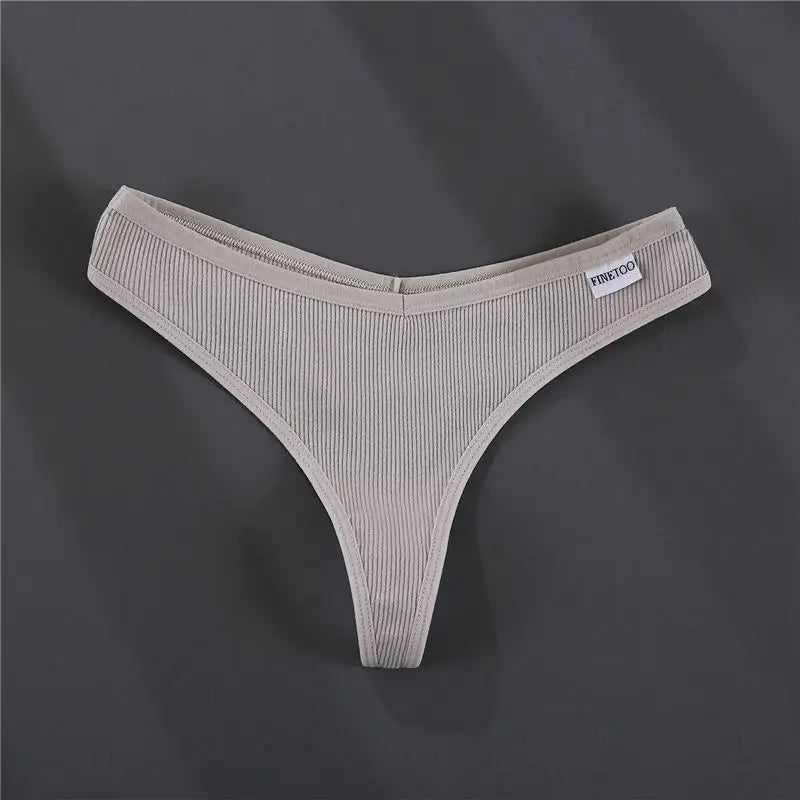 FINETOO 3PCS/Set G-string Panties Cotton Women's Underwear Sexy Panty Female Underpants Thong Solid Color Lingerie T-Back Design