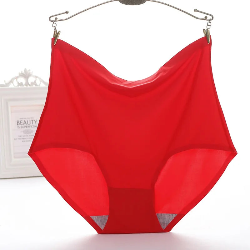 Women's underwear ice silk High waist Seamless Panties soft Lingerie Slimming Abdomen In Hip Lift plus size Breathable Briefs.