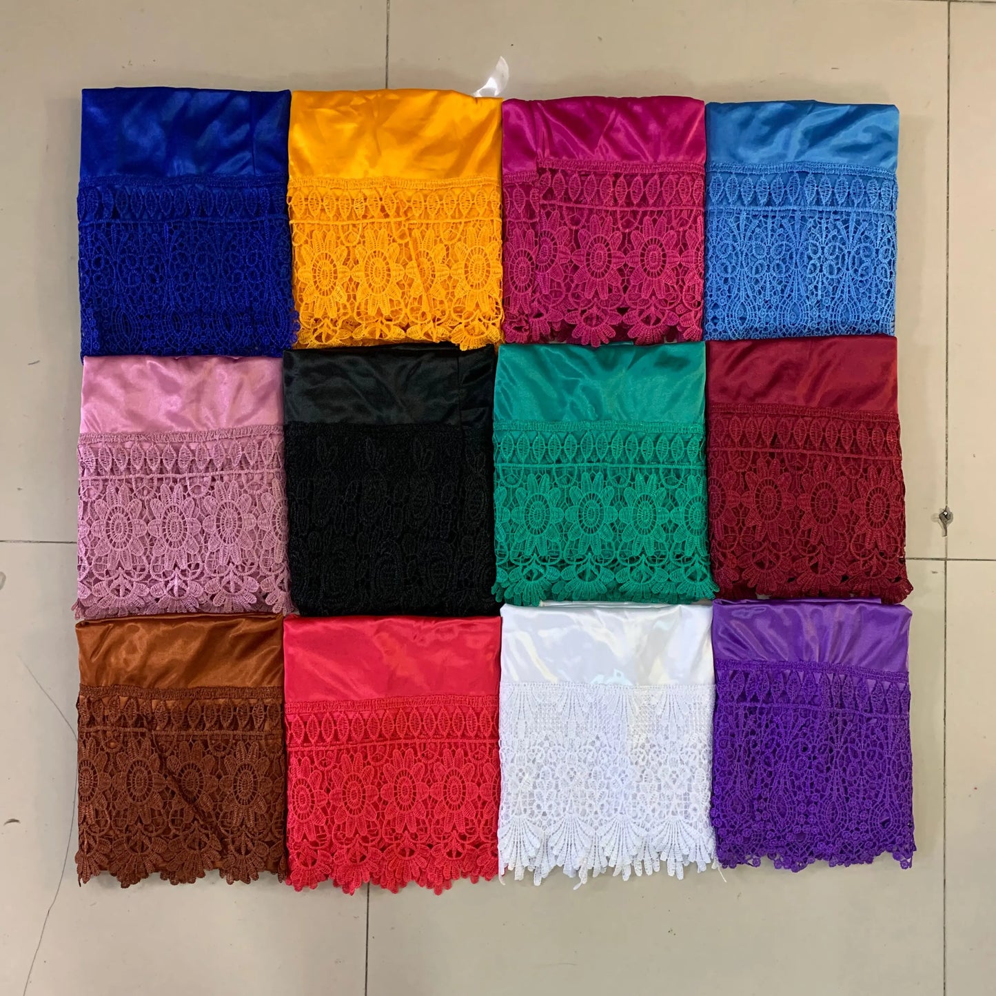 12pcs/1 dozen Muslim Women skirt Extender Slips Lace Skirts Knee Stretch High Waist Skater Flared Pleated Swing Skirt Loose