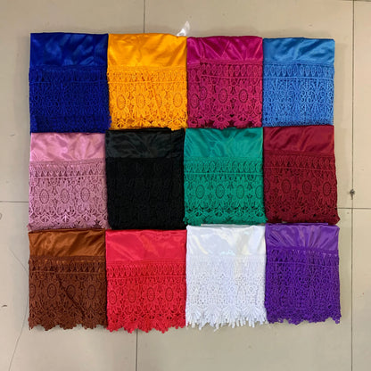 12pcs/1 dozen Muslim Women skirt Extender Slips Lace Skirts Knee Stretch High Waist Skater Flared Pleated Swing Skirt Loose