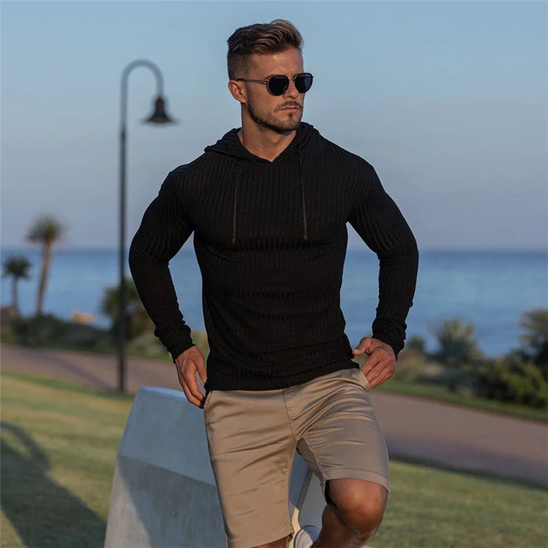New Fashion Winter Hooded Sweater Men Warm Turtleneck Mens Sweaters Slim Fit Pullover Men Classic Sweter Men Knitwear Pull Homme.
