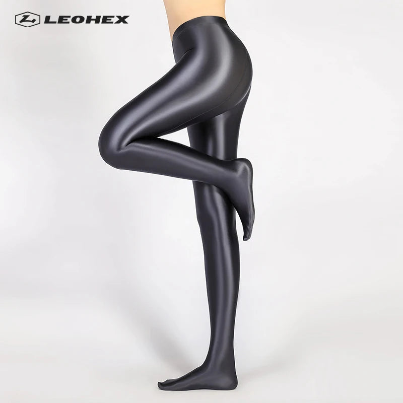 LEOHEX-Satin Glossy Sexy Leggings for Women,Trousers,Glitter Stockings,Shiny,Ankle-Length Pants,High Waist Tights,Japanese Jeggi.