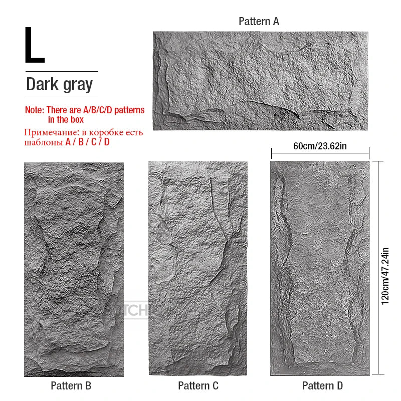 4 pcs 120x60cm high simulation stone 3D wall stickers stone pattern wallpaper wall covering living room 3D wall panel mold tile