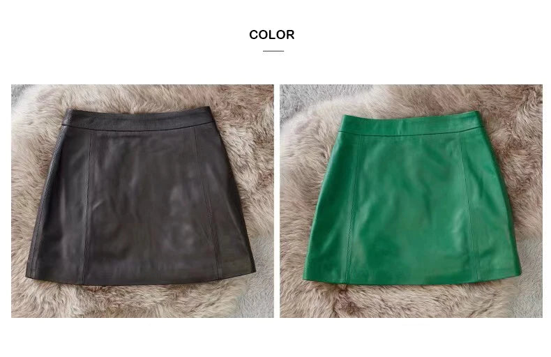 Sheepskin Leather Skirt Women 2024 Fashion New High Waist Skirt Spring Autumn Slim Mini Skirt Genuine Leather Shorts Boots Y2k.
