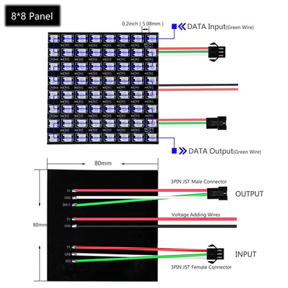 WS2812B RGB LED Digital Flexible Individuell adressierbare Panel Licht WS2812 8x8 16x16 8x32 Modul Matrix Bildschirm DC5V