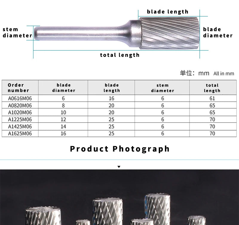 AX Double Cut Wolframkarbid Rotary File Bohrer Fräsen Carving Bit Point Burr Die Grinder Schleiflegierung Schleifkopf Werkzeug