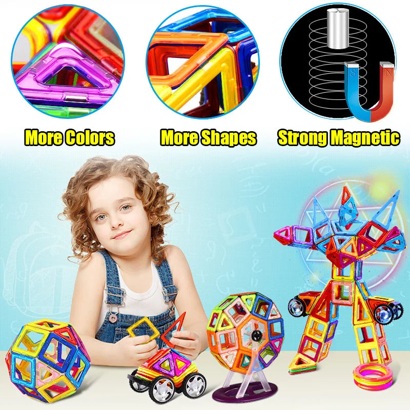 30-168PCS Medium Size Magnetic Building Blocks Magnet Designer Construction Set Montessori Educational Toys For Kids Gifts.