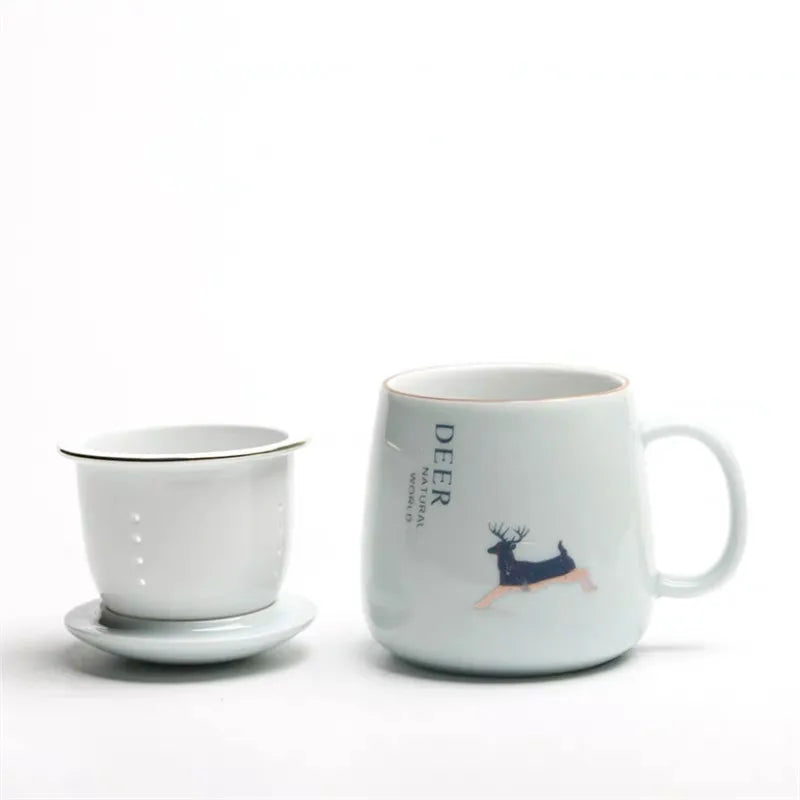 Ceramic Filter Teacup Simple Large Capacity Couple Drinkware Household Coffee Mug with Lid Porcelain Office Tea Separation Cup