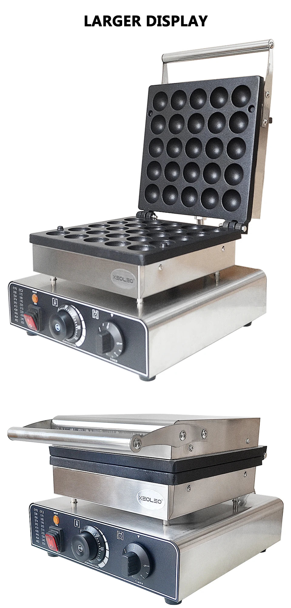 XEOLEO Electric Waffle Maker 850W Round Ball Waffle Machine 4cm Waffle Making Machines Non-stick takoyaki maker.