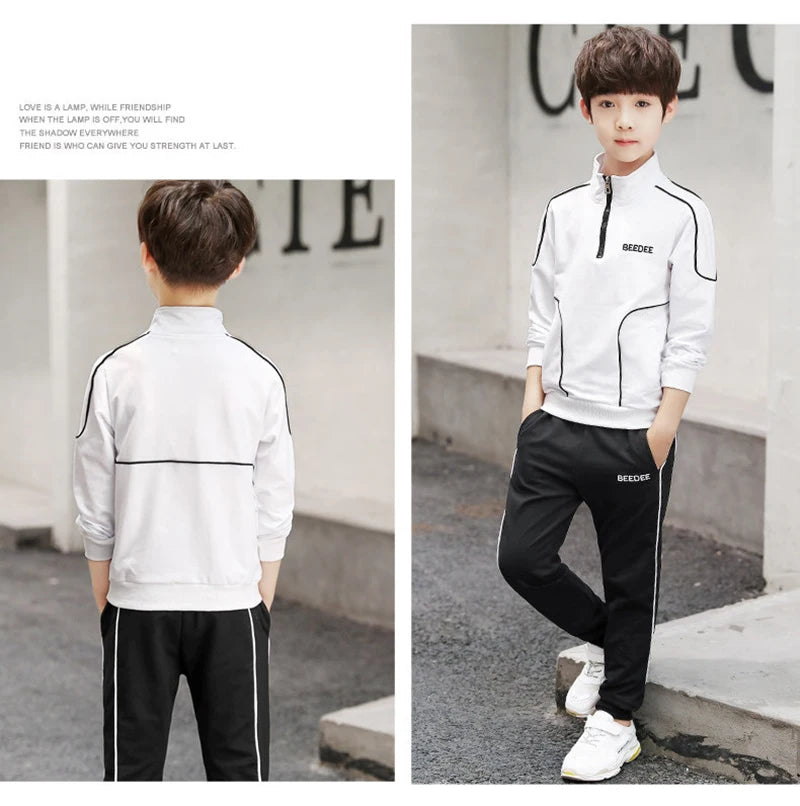 Spring Autumn Teenager Boys Clothing Sets Child Fashion Letter Sweatshirt + Pants 2Pcs Kids Tracksuit 4 5 6 7 8 9 10 11 12 Years.