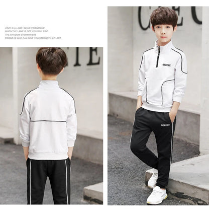Spring Autumn Teenager Boys Clothing Sets Child Fashion Letter Sweatshirt + Pants 2Pcs Kids Tracksuit 4 5 6 7 8 9 10 11 12 Years.