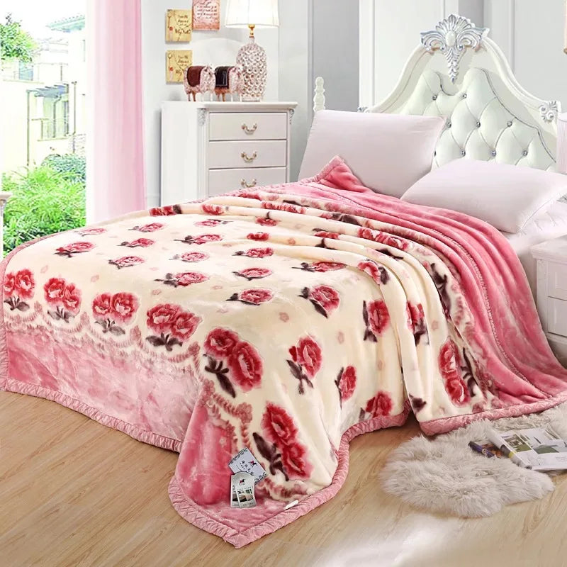 VESCOVO Queen Size Flannel Fleece Throw Blanket Soft Cashmere Blanket King Size Warm Quilt Bedspread 220*240