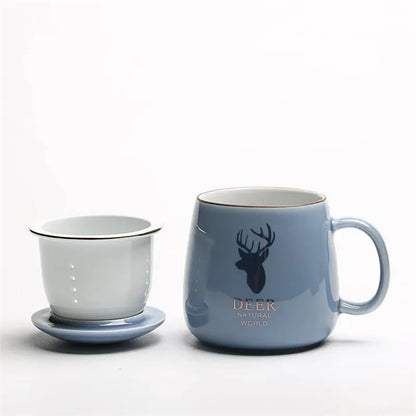 Ceramic Filter Teacup Simple Large Capacity Couple Drinkware Household Coffee Mug with Lid Porcelain Office Tea Separation Cup