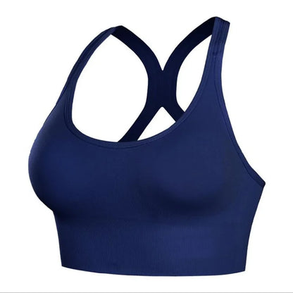 Shockproof Quick Dry Sports Bra Women Padded Gather Yoga Bra Push Up Gym Running Bra Seamless Workout Fitness Bra Top.