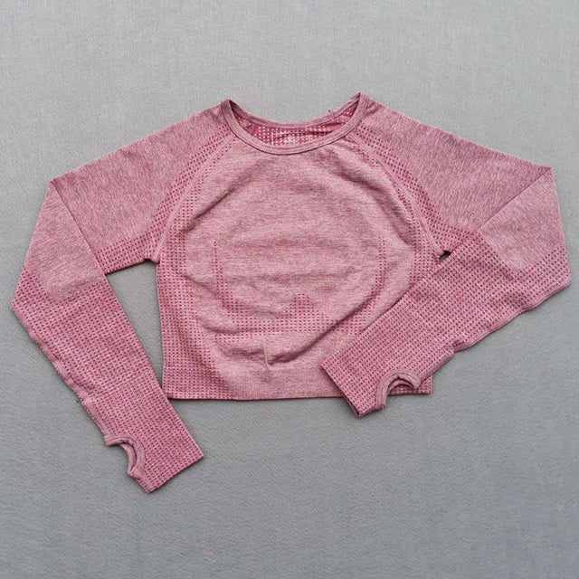 New Seamless Yoga Top Long Sleeve Workout Tops For Women Fitness Gym Crop Top Athletic Gym Shirts Women Sportswear Active