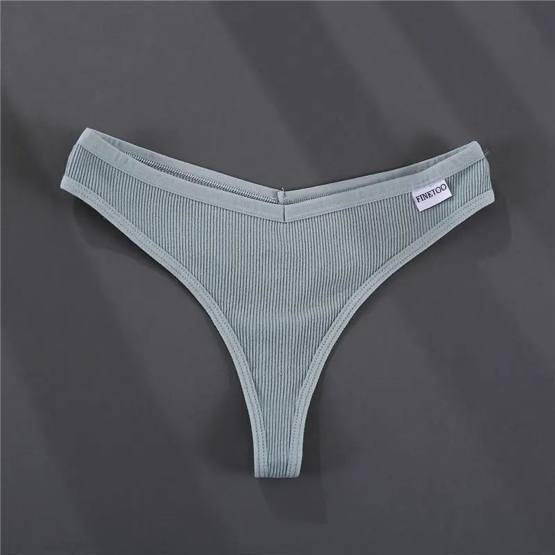 FINETOO 3PCS/Set G-string Panties Cotton Women's Underwear Sexy Panty Female Underpants Thong Solid Color Lingerie T-Back Design