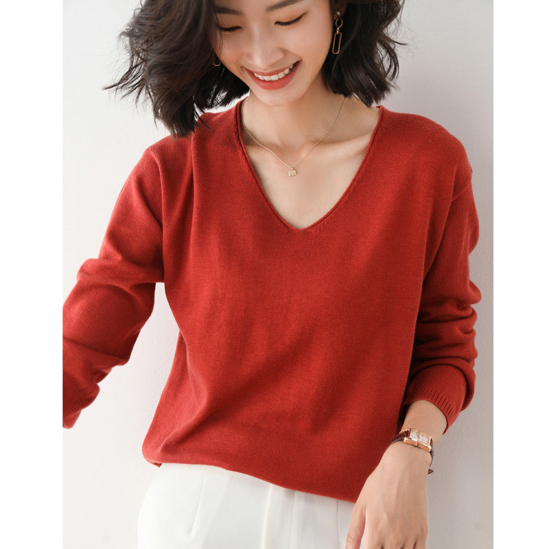 2025, frühling Herbst Frauen Pullover Solide Strickwaren Koreanische Lose Weibliche Grundlegende Casual Jumper Stretch Pullover Himmel Blau Rosa Pullover