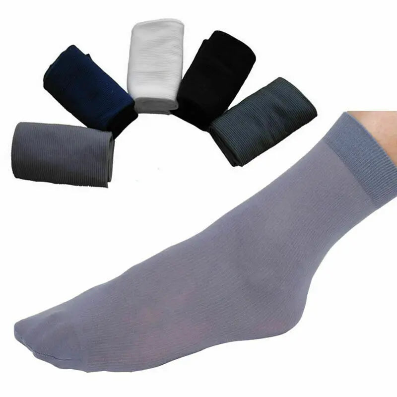 10Pairs Bamboo Men Ice Silk Socks Summer Spring Sports Socks Sweat Absorption Deodorant Thin Stripe Breathable Silk Long Sock.