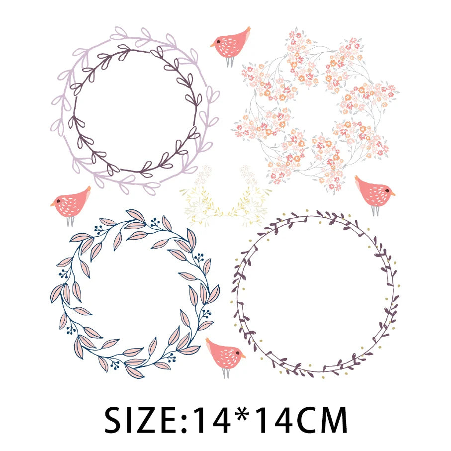 Cartoon Pflanze Blumen Aufkleber Wärmeübertragung PVC Patch Hitzeempfindliche Patches Bügelaufkleber auf Kleidung DIY Applikationen