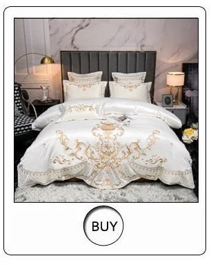 Luxury Satin Jacquard Egyptian Cotton 4/6/10Pcs European Palace Wedding Bedding Set Silky Duvet Cover Set Bed Sheet Pillowcases.