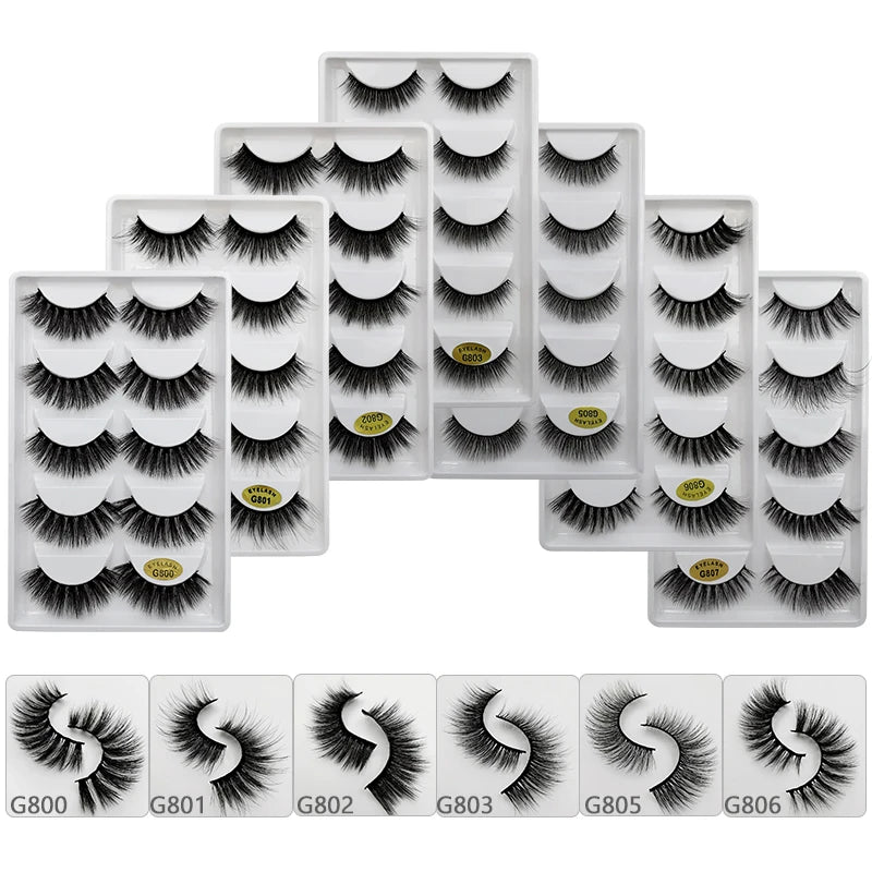 MEISHENJIE 5 pairs eyelashes 3d mink lashes natural long 1 box mink eyelashes 1cm-1.5cm 3d false eyelashes full strip lashes.