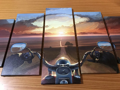 5 Pcs Sea Sunset in Waves Canvas Painting - Modular Wall Art Poster Prints for Living Room Home Decor.