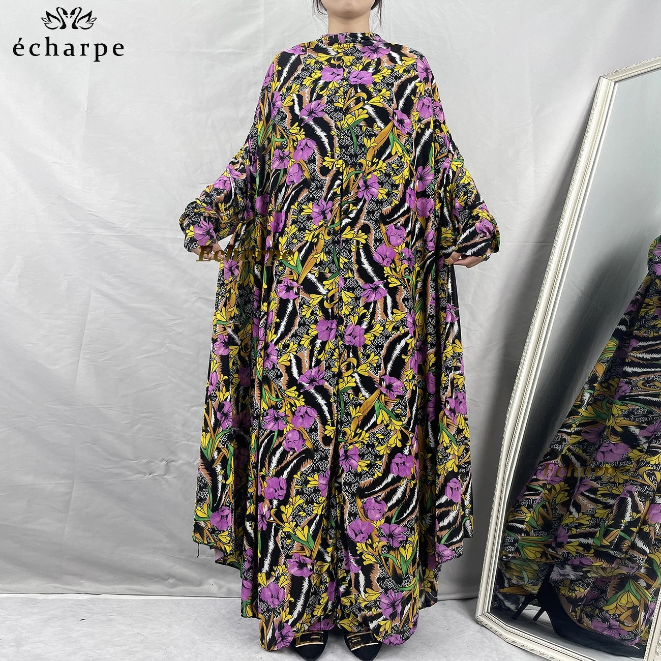 1 Pieces Muslim Hijabs Dress Women's Prayer Garment Dubai Abaya Arab Jibab Islam Flowers Djellaba Femmel Khimar Caftan Clothes