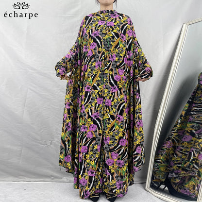 1 Pieces Muslim Hijabs Dress Women's Prayer Garment Dubai Abaya Arab Jibab Islam Flowers Djellaba Femmel Khimar Caftan Clothes