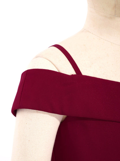 Elegantes Chiffon-Partykleid für Mädchen, schulterfrei, verstellbarer Spaghettiträger, bodenlanges Maxikleid für Hochzeit, Geburtstag, Abend.