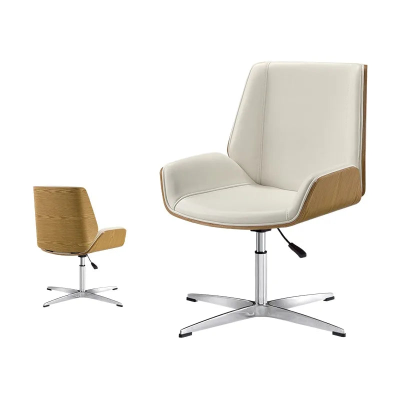 Verstellbarer Schreibtisch aus der Mitte des Jahrhunderts, Chefdrehstuhl, Heimbüro, Möbel, moderner Computer-Arbeitsstuhl, Bugholz-Ledersessel