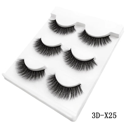 3 Pairs natural false eyelashes thick makeup real 3d mink lashes soft eyelash extension fake eye lashes long mink eyelashes 3d