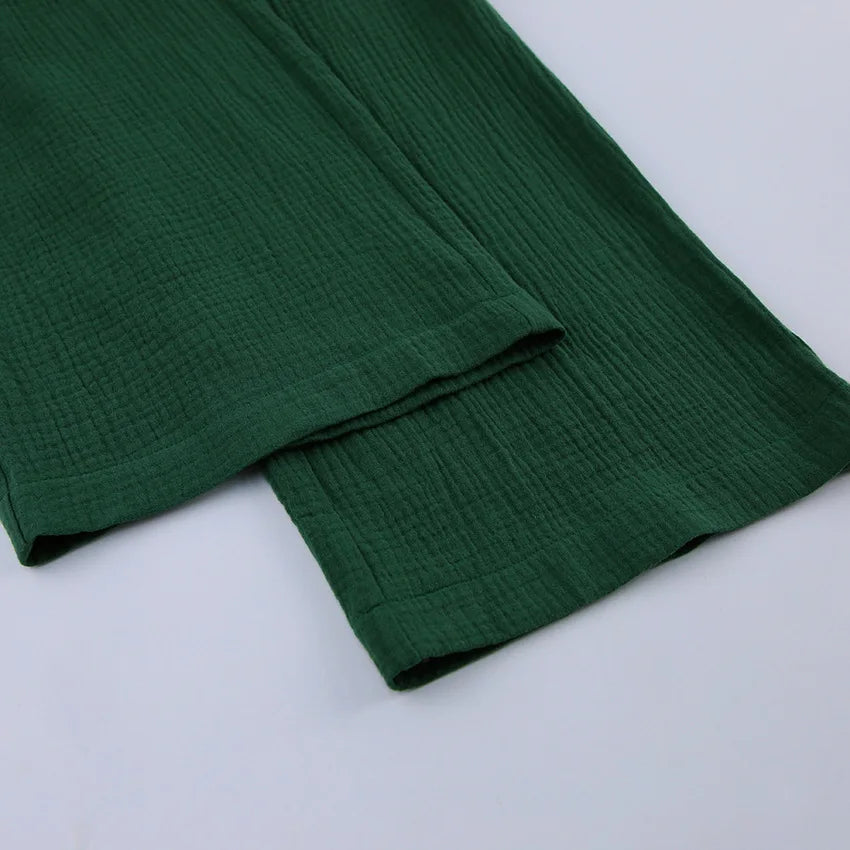 NHKDSASA Kimono Pajamas 2023 New 100% Cotton Crepe Long-Sleeved Trousers Ladies Sleepwear Suit Women's Home Service Mujer