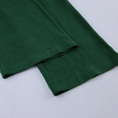 NHKDSASA Kimono Pajamas 2023 New 100% Cotton Crepe Long-Sleeved Trousers Ladies Sleepwear Suit Women's Home Service Mujer