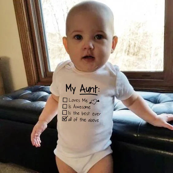 Meine Tante liebt mich und toller Sommer-Body für Kleinkinder, Hipster-Overall, trendiger Body für Neugeborene.