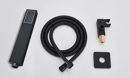 Black Shower Faucets System Bathroom Wall Mounted Rainfall Shower Kit Concealed Embedded Box Hot Cold Water Mixer Tap SUS304